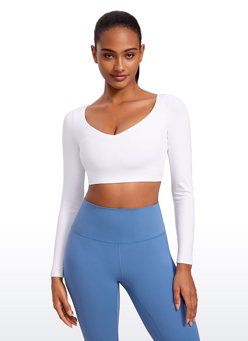 Butterluxe Double Lined Cropped Long Sleeves V Neck