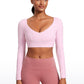 Butterluxe Double Lined Cropped Long Sleeves V Neck