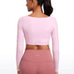 Butterluxe Double Lined Cropped Long Sleeves V Neck