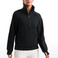 Fleece Lined Half Zip Hip-Length Hoodies Funnel Neck with Thumb Holes