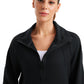 Fleece Lined Half Zip Hip-Length Hoodies Funnel Neck with Thumb Holes