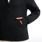 Fleece Lined Half Zip Hip-Length Hoodies Funnel Neck with Thumb Holes