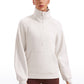 Fleece Lined Half Zip Hip-Length Hoodies Funnel Neck with Thumb Holes