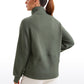 Fleece Lined Half Zip Hip-Length Hoodies Funnel Neck with Thumb Holes