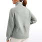 Fleece Lined Half Zip Hip-Length Hoodies Funnel Neck with Thumb Holes