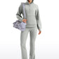 Fleece Lined Half Zip Hip-Length Hoodies Funnel Neck with Thumb Holes