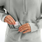 Fleece Lined Half Zip Hip-Length Hoodies Funnel Neck with Thumb Holes