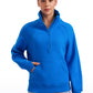 Fleece Lined Half Zip Hip-Length Hoodies Funnel Neck with Thumb Holes