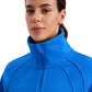 Fleece Lined Half Zip Hip-Length Hoodies Funnel Neck with Thumb Holes