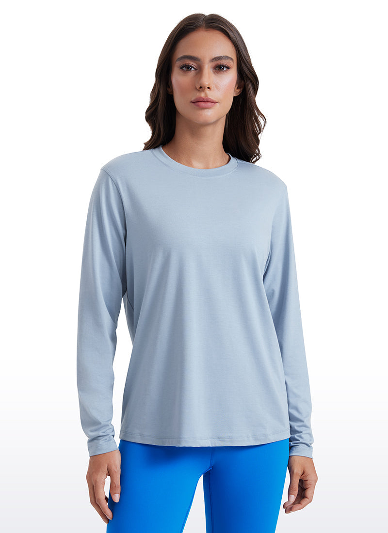 Workout Hip Length Long Sleeves Crewneck