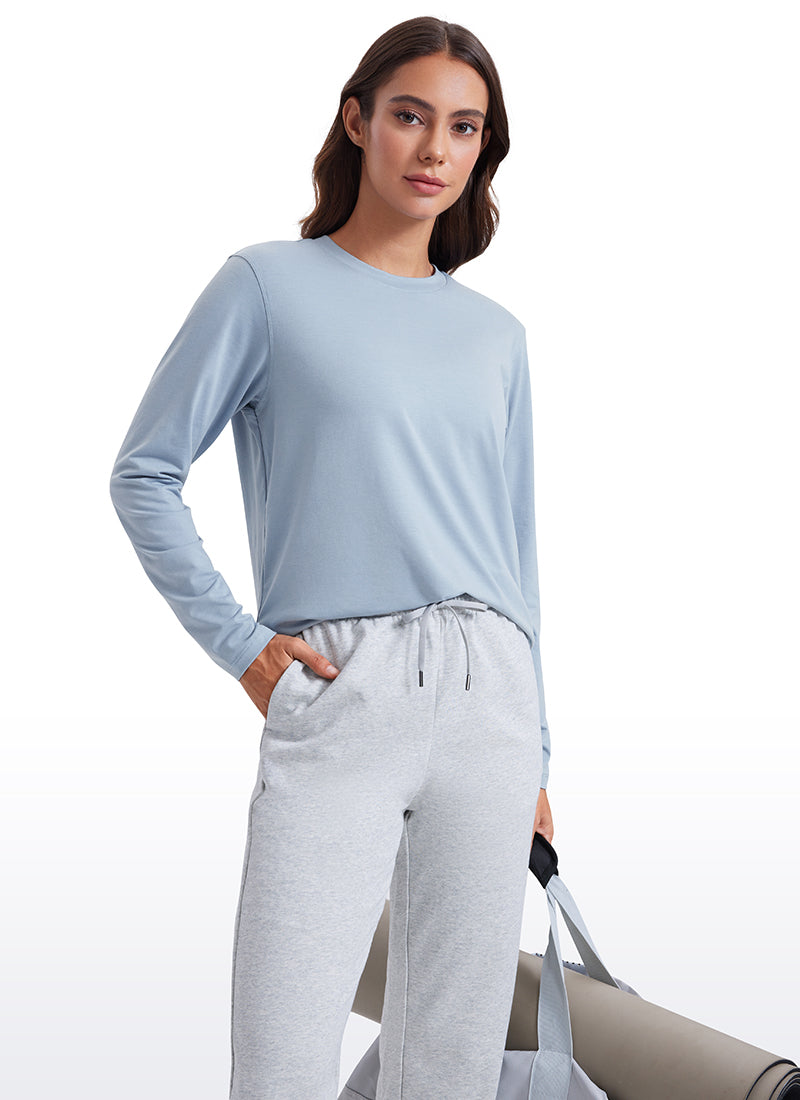 Workout Hip Length Long Sleeves Crewneck