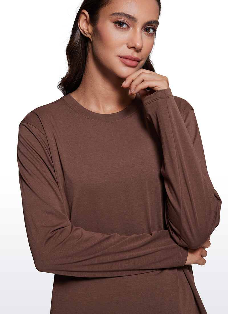 Workout Hip Length Long Sleeves Crewneck