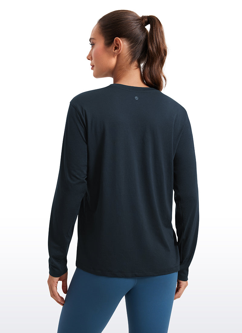 Workout Hip Length Long Sleeves Crewneck