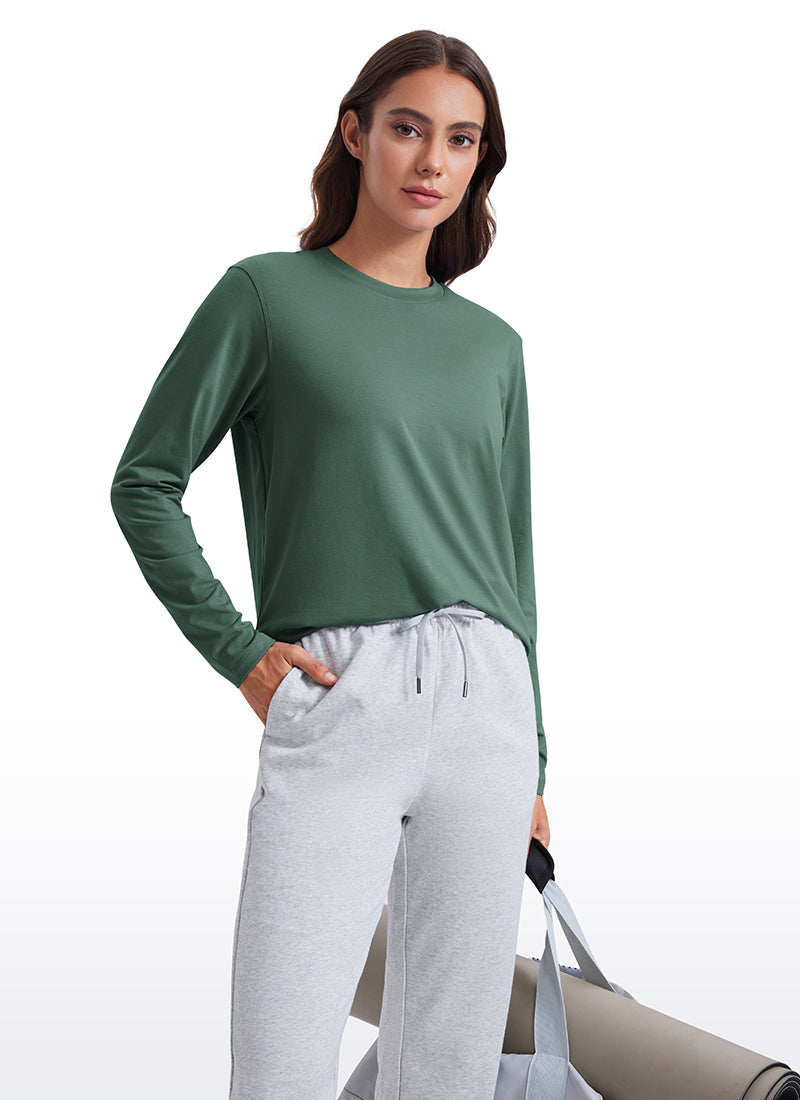 Workout Hip Length Long Sleeves Crewneck