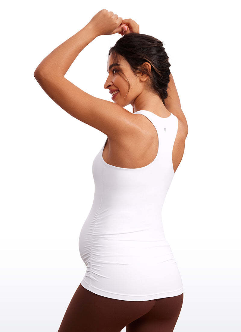 Butterluxe Racerback Maternity Built in Bra Tank Ruched Sides