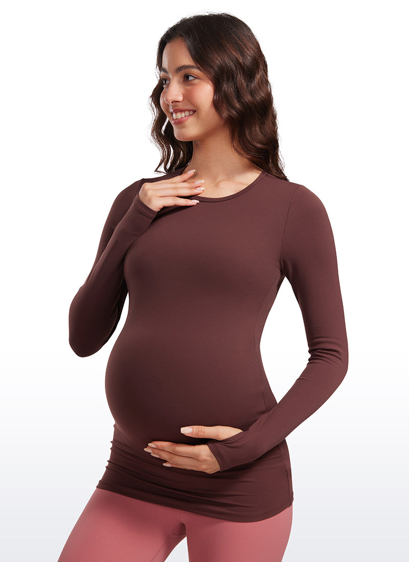 Butterluxe Long Sleeve Maternity Crewneck T-Shirts